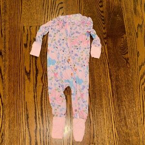 Posh Peanut Cinderella Bamboo Floral Pink Kids One Piece Pajama 9-12 months